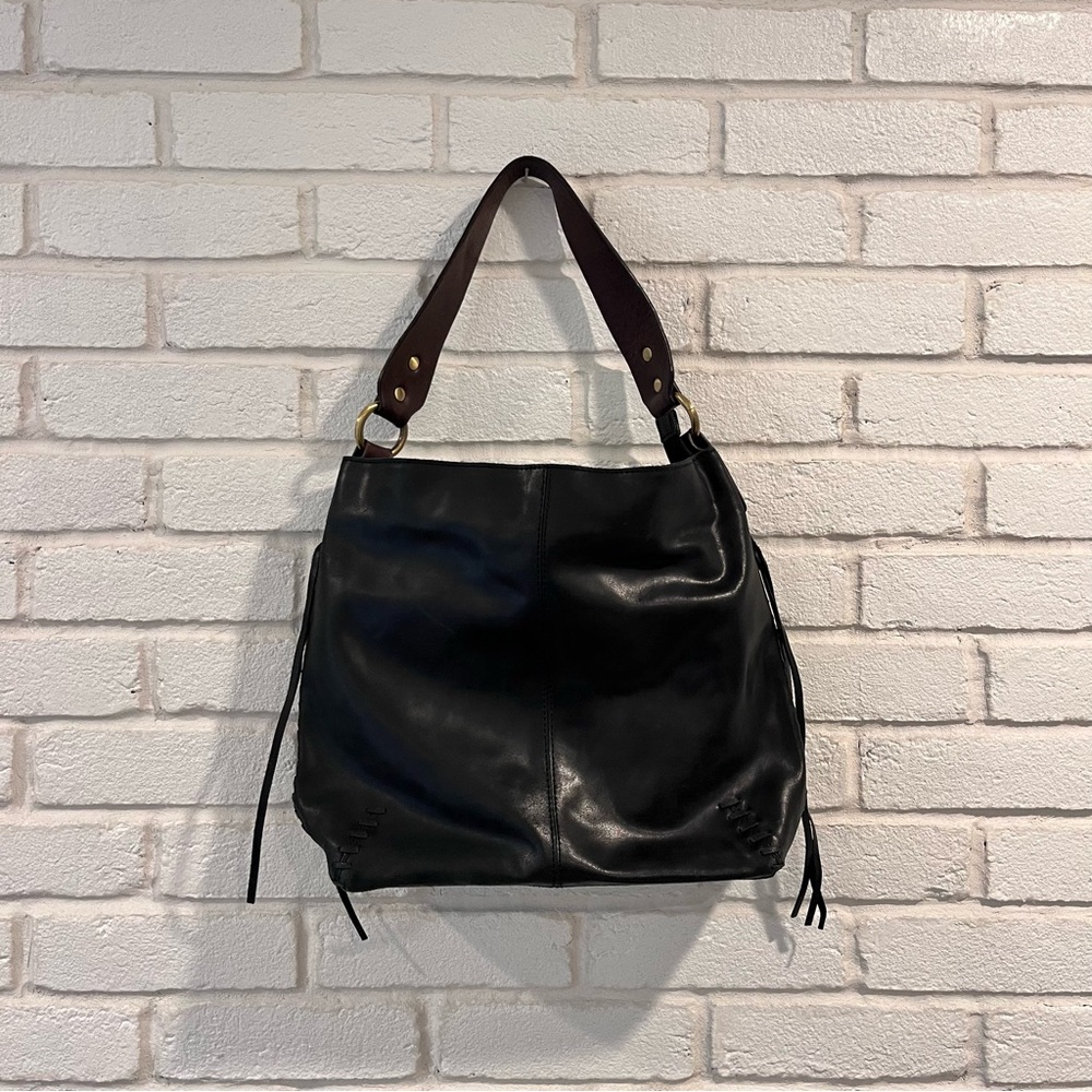 Nino Bossi Black and Brown  Leather Handbag 14x12x4